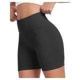 SPICE UNION Womens Workout Shorts Spandex High Waist Butt Lifting Shorts Biker Gym Short Size L