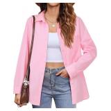 Womens Button Down Shirts Oversized Long Sleeve Shirt Loose Fit Casual Blouse Work Office Top with Pockets Size 3 XL