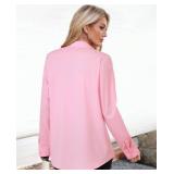 Womens Button Down Shirts Oversized Long Sleeve Shirt Loose Fit Casual Blouse Work Office Top with Pockets Size 3 XL