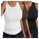 SUNBS Womens Tank Tops Summer Workout Sleevesless Shirts Beach Vacation Outfits Spring Fashion Trendy Y2k Clothes 3Pack 3CWBlack S