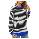 Besshopie Womens Long Sleeve Shirts Crewneck Casual Tunic Tops Fall Fashion Outfits Size 2XL