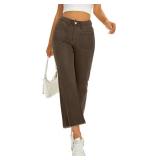Denim Women Cropped Trousers Jeans Pants Leg Jeans High Rise Pants Stretchy with Pockets XS