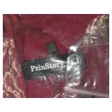 PrinStory Womens Short Sleeve Tops Summer Fashion Irregular Neck Knitted Tunic Tops Casual Loose Pullover Shirts Size L Wine Red