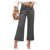 Denim Women Cropped Trousers Jeans Pants Leg Jeans High Rise Pants Stretchy with Pockets Size XS