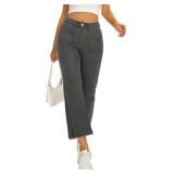 Denim Women Cropped Trousers Jeans Pants Leg Jeans High Rise Pants Stretchy with Pockets Size XS