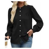 Women Button Down Shirts Long Sleeve Cotton Blouses Dressy Casual Button Up Shirt Tops Work Blouses Fall Fashion 2XL