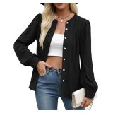 Women Button Down Shirts Long Sleeve Cotton Blouses Dressy Casual Button Up Shirt Tops Work Blouses Fall Fashion 2XL