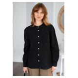 Women Button Down Shirts Long Sleeve Cotton Blouses Dressy Casual Button Up Shirt Tops Work Blouses Fall Fashion 2XL