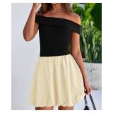 PRETTYGARDEN Women Summer Sexy Off Shoulder Bubble Dress 2025 Cocktail Party Mini Dresses with Pockets XL
