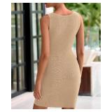 BTFBM Womens Short Bodycon Dress Summer 2025 Crewneck Sleeveless Knit Trendy Tight Fitted Wedding Going Out Dresses size S