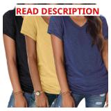 Womens Short Sleeve Shirt Soft V Neck T-Shirts Loose Fit Lightweight Basic Tee Tops XL Yellow