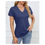 Womens Short Sleeve Shirt Soft V Neck T-Shirts Loose Fit Lightweight Basic Tee Tops XL Yellow