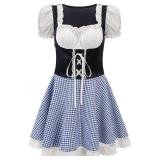 Oktoberfest Costume Women,Bavarian Dirndl Dress Women,Swallow Gird Beer Maid Outfit,German Womens Outfit,Blue Oktoberfest Dirndl Dress Halloween,L
