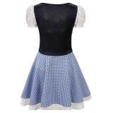 Oktoberfest Costume Women,Bavarian Dirndl Dress Women,Swallow Gird Beer Maid Outfit,German Womens Outfit,Blue Oktoberfest Dirndl Dress Halloween,L