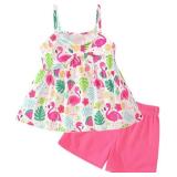 RETSUGO Toddler Girl Short Sets Summer Clothes Two Piece Outfit Bow Knot Sleeveless Tank Top & Shorts Clothing Set 18-24M