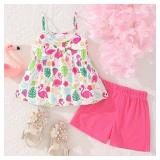 RETSUGO Toddler Girl Short Sets Summer Clothes Two Piece Outfit Bow Knot Sleeveless Tank Top & Shorts Clothing Set 18-24M