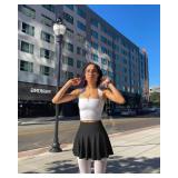 OQQ Women 2 Piece Skirts 2 in 1 Flowy Basic Versatile Stretchy Flared Casual Mini Skirts