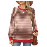 Besshopie Womens Long Sleeve Shirts Crewneck Casual Tunic Tops Fall Fashion Outfits 2XL