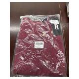 PrinStory Womens Short Sleeve Tops Summer Fashion Irregular Neck Knitted Tunic Tops Casual Loose Pullover Shirts small Red with three buttons