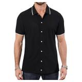 ZTN Mens Shirts Short Sleeve Casual Striped Summer Shirts Button Down Shirt for Men Beach Shirt Medium