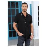 ZTN Mens Shirts Short Sleeve Casual Striped Summer Shirts Button Down Shirt for Men Beach Shirt Medium