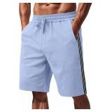 Mens Casual Shorts Summer Beach Drawstring Elastic Waist Shorts Lightweight Athletic Workout Gym Jogger Bermuda Shorts L