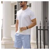 Mens Casual Shorts Summer Beach Drawstring Elastic Waist Shorts Lightweight Athletic Workout Gym Jogger Bermuda Shorts L