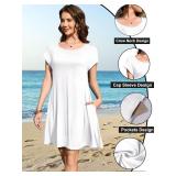 LARACE Plus Size Women Swimsuit Cover Up Cap Sleeve Summer Beach Coverups Loose Shirt Dress Swimwear Sundress with Pockets XXL