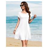 LARACE Plus Size Women Swimsuit Cover Up Cap Sleeve Summer Beach Coverups Loose Shirt Dress Swimwear Sundress with Pockets XXL