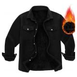 Boys Flannel Jacket,Long Sleeve Warm Sherpa Fleece Buffalo Plaid Button Down Shirt Jackets M