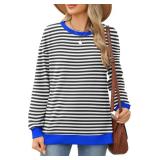 Besshopie Womens Long Sleeve Shirts Crewneck Casual Tunic Tops Fall Fashion Outfits XXL