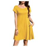 LARACE Plus Size Women Swimsuit Cover Up Cap Sleeve Summer Beach Coverups Loose Shirt Dress Swimwear Sundress with Pockets L