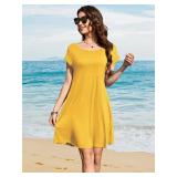 LARACE Plus Size Women Swimsuit Cover Up Cap Sleeve Summer Beach Coverups Loose Shirt Dress Swimwear Sundress with Pockets L