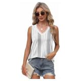 XIEERDUO Womens Lace V Neck Tank Tops Summer Spring Sleeveless Shirts Casual Flowy Clothes Trendy Outfits M