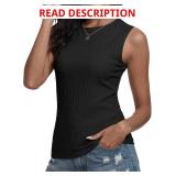 PrinStory Womens Sleeveless Textured Slim Tops Crewneck Knit Solid Summer Casual Shirts Pullover Tank Tops for Women Green L