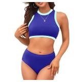 XUNYU Women High Waisted Bikini Set Ribbed 2 Piece Bestselling Swimsuit Tummy Control Bathing Suit for Teens Swim Suit 2025 L