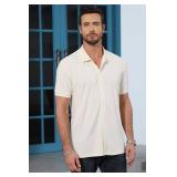 ZTN Mens Shirts Short Sleeve Casual Striped Summer Shirts Button Down Shirt for Men Beach Shirt XXL