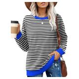 Besshopie Womens Long Sleeve Shirts Crewneck Casual Tunic Tops Fall Fashion Outfits 2XL
