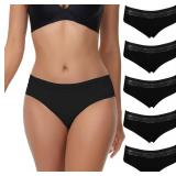 LYYTHAVON Women s Underwear Cotton Panties Lace Soft Hipster Panty Ladies Stretch Full Briefs 5 Pack