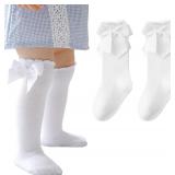Baby Girls Socks Knee High Socks With Bow Infants Toddlers Stockings School Uniform Dress Socks 0-12m