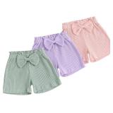 Toddler Baby Girl Shorts 3 Pack Solid Color Ribbed Elastic Waist Cottton Summer Bottoms Midi Shorts Casual Pants 3-4T