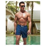 Arcweg Mens Swimming Trunks 2 in 1 with Boxer Liner 5.5" Quick Dry Swimwear Bathing Suit Swim Shorts with Zipper Pockets Size S