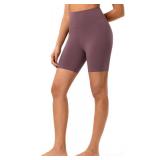 YUNOGA Women Biker Shorts 6" Inseam - High Waisted Tummy Control Workout Athletic Exercise Spandex Yoga Shorts XS