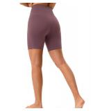YUNOGA Women Biker Shorts 6" Inseam - High Waisted Tummy Control Workout Athletic Exercise Spandex Yoga Shorts XS