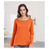 Smile Fish Women Boat Neck Loose Fit T Shirt Long Sleeve Shirts Casual Top Tees XL