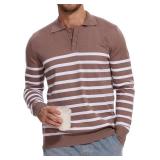 Demoking Striped Sweaters for Men Polo Shirts Long Sleeve Mens Casual Knit Sweater XXL