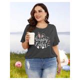 Anbech Plus Size Tshirt for Women Crewneck Graphic Tees Summer Outfits Short Sleeve Casual Shirt XXXL