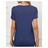 Womens Short Sleeve Shirt Soft V Neck T-Shirt Loose Fit Lightweight Basic Tee Top XL Yellow