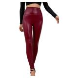 Everbellus Sexy Womens Faux Leather High Waisted Leggings size M