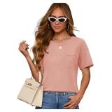 Deer Lady Tops for Women Trendy High Low Short Sleeve Summer T Shirts Casual Loose Fit Tshirt Basic Crew Neck Curved Top size M